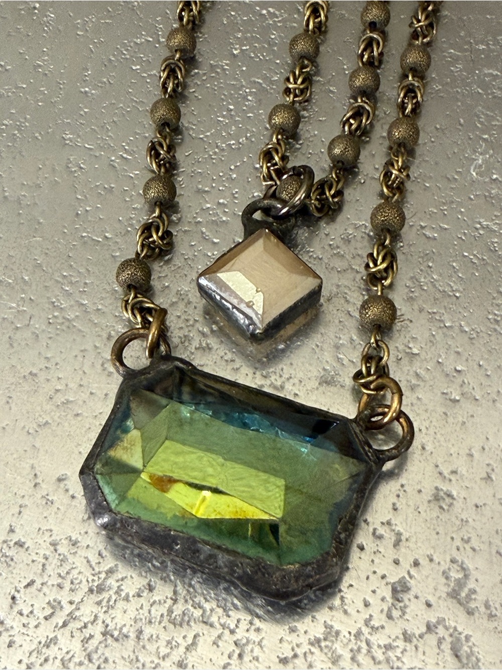 Vintage-Inspired Reversible Pink & Green Pendant Necklace - Picture 6 of 14